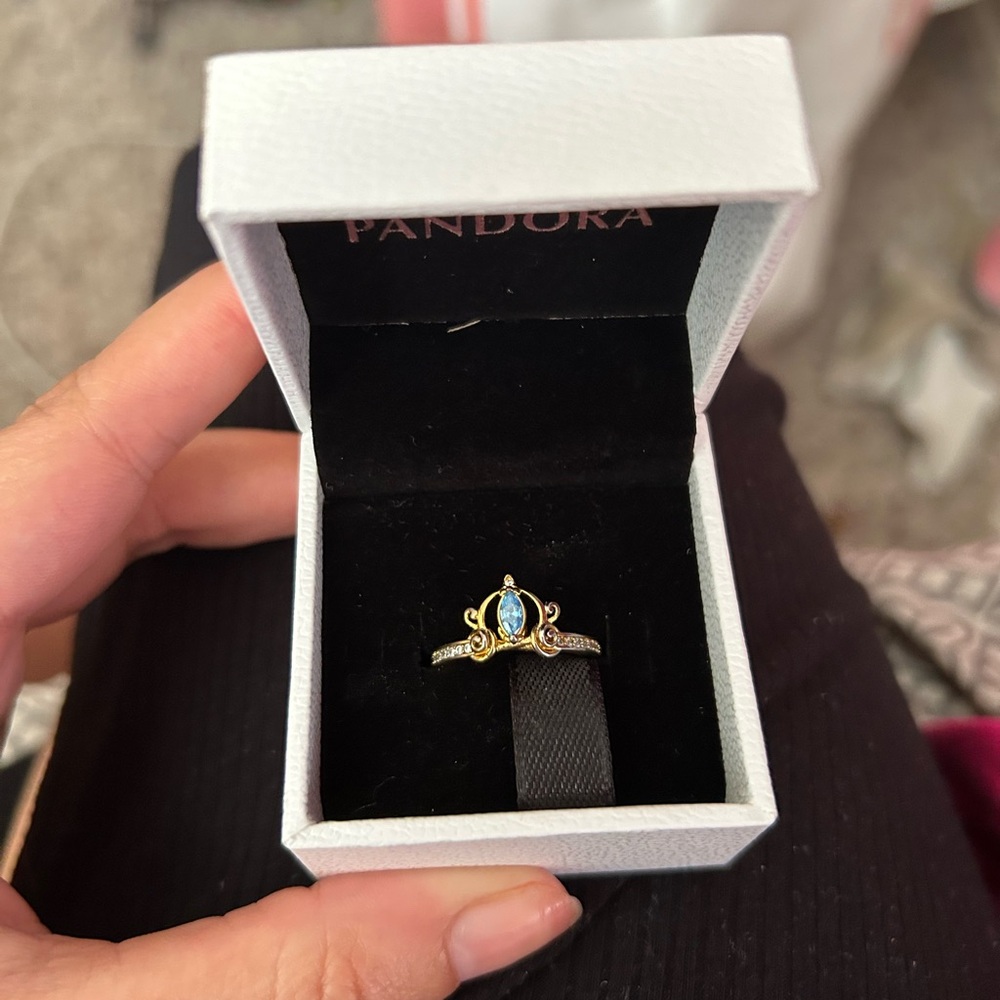 Pandora Silver Ring with Blue Gem